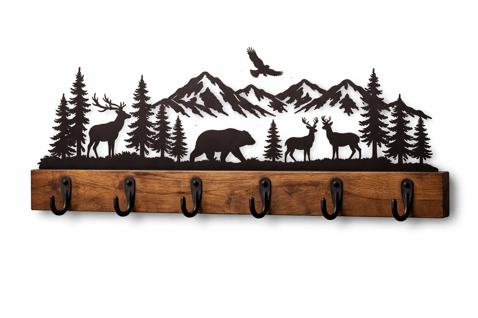 Mountain Wildlife Wooden Coat Hanger