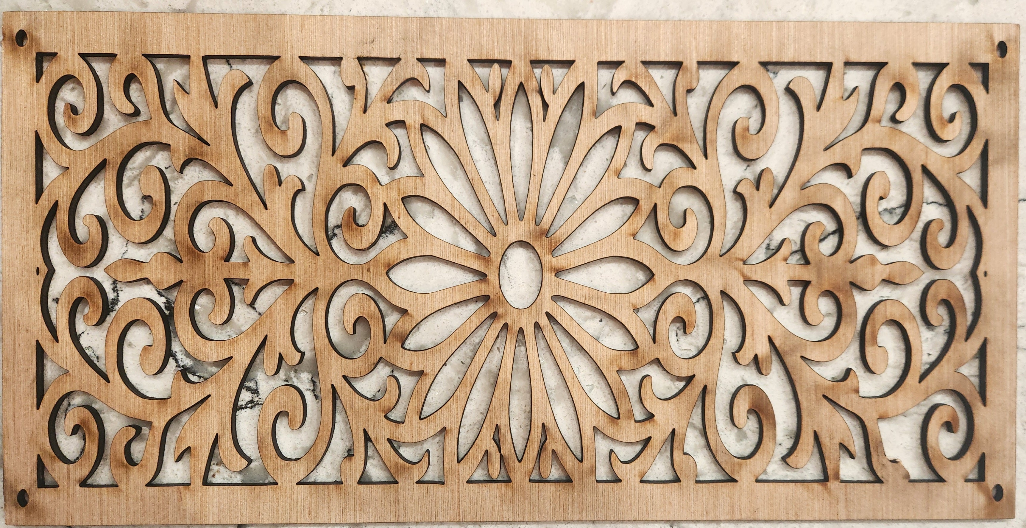 Victorian Floral Laser-Cut Wood Vent Cover