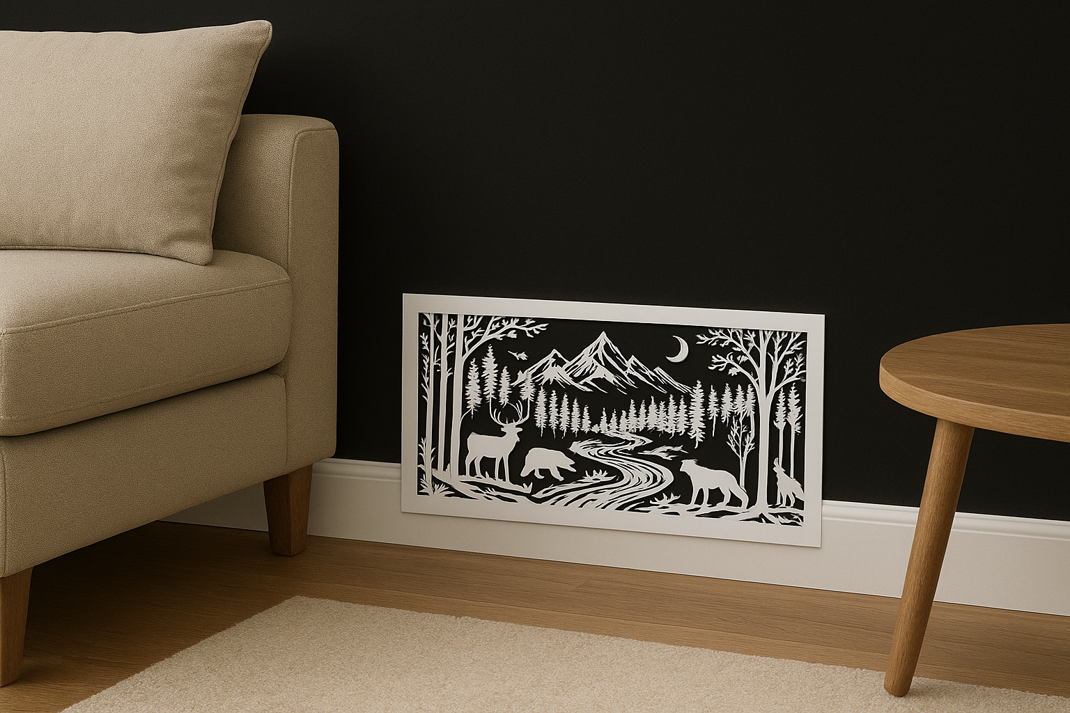 Forest Mountain Scene Laser-Cut Wood Vent Cover